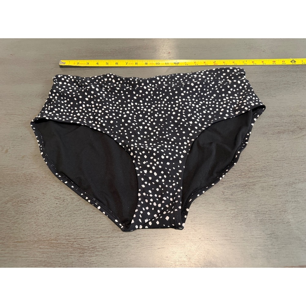 Time and Tru Black White Polka Dot High Waist Bikini Bottoms Plus 2X 20W-22W